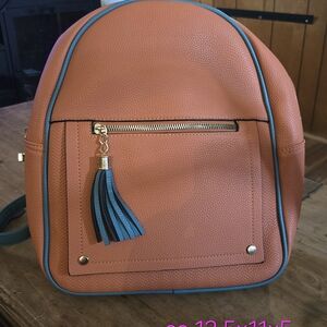 Tan Backpack with Tassel Accent